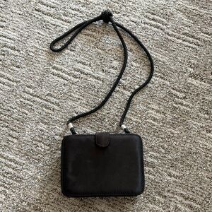 Jessica McClintock black satin evening purse.